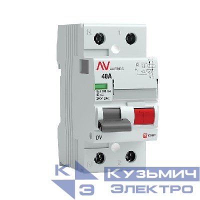 Выключатель дифференциального тока (УЗО) 2п 40А 100мА тип S DV AVERES EKF rccb-2-40-100-s-av