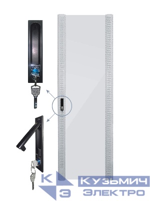 Дверь для шкафа серии Expert 18U Ширина 600, стеклянная, серая, Netko