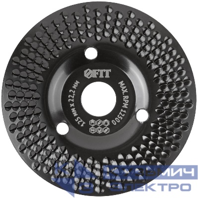 Диск обдирочный по дереву наклонный посадочный диаметр 22.2мм 125мм грубая насечка FIT 39524