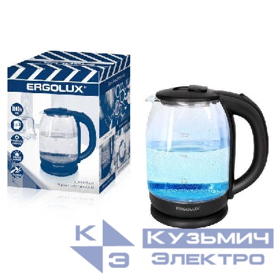 Чайник стеклянный ELX-KG05-C02 черн. ПРОМО Ergolux 14922