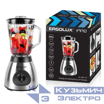 Блендер ELX-TB02-C72 PRO настольный 900Вт 220-240В стекл.чаша сереб./черн. Ergolux 15251