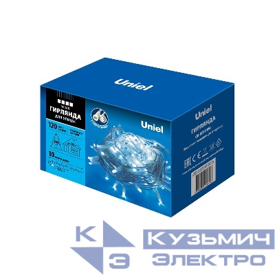 Гирлянда LED со статическим свечением ULD-S1000-120/SWK WHITE IP67 10м соедин. 120 диодов бел. свет провод бел. Uniel UL-00007204