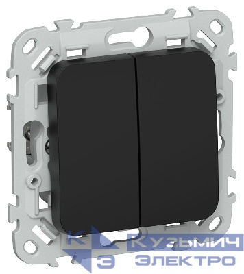 Выключатель проходной 2-кл. СП FLITE ВС62-1-0-ФлЧ 10А механизм черн. IEK FI-V22-0-10-1-K02