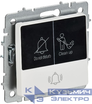 Кнопка звонка BRITE ВС10-1-9-БрАБ 10А для отелей с индикацией механизм арктич. бел. IEK BR-V14-2-10-K91