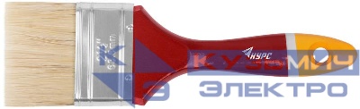 Кисть флейцевая "Мастер" 2.5дюйм (63мм) натур. щетина деревянная ручка КУРС 00836