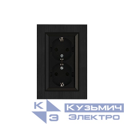 Розетка 2-я Karea LINE STAR с заземл. чер. Makel 86054082