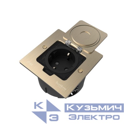 Лючок MultiDesk MDK21 с розеткой 2P+E 16А 250В IP44 с монтажной коробкой для стены фальшпола стола никель SE MDK21102NA