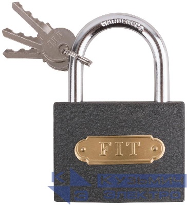 Замок навесной железный 75х58мм стальная дужка 9мм FIT 67175