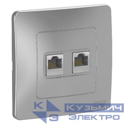 Розетка компьютерная 2-м СП Blanca RJ45 кат.5E алюм. SE BLNIS045453
