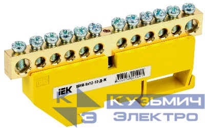 Шина PE "земля" на DIN-изол. ШНИ-8х12-12-Д-Ж IEK YNN10-812-12D-K05