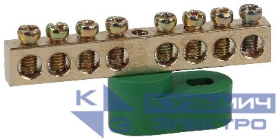 Шина PE "земля" на одном угловом изоляторе ШНИ-6х9-8-У1 зел. NO-222-103-1 ЭРА Б0044152