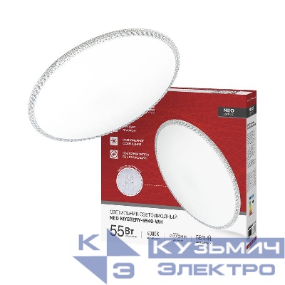 Светильник светодиодный NEO MYSTERY-5540-WH 55Вт 4000К 4400лм 230В 375х58мм бел. IN HOME 4690612063461