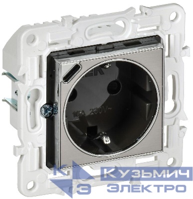 Розетка SKANDY 18Вт 16А с заземл. защ. шторки с USB C SK-R17N никель IEK SK-R14-16-U14-018-K50