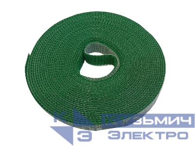 Лента-липучка многоразовая 10мм*5м, с насечками для отрыва (каждые 2 см), зеленая NETKO Optima