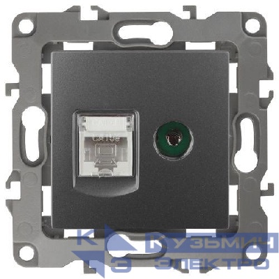 Розетка компьютерная + телевизионная Эра12 12-3110-12 RJ45 + TV IP20 графит Эра Б0027447