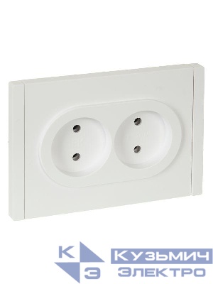 Розетка 2-м СП FORTE&PIANO FP226 10А без заземл. без защ. шторок безвинт. крепл. бел. IEK FP-R20-10-1-K01