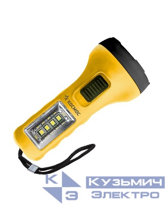 Фонарь ручной 0.5ВтLED+4SMD(1Вт) 1xAA корпус ABS-пластик ремешок ручной КОСМОС KOC119B