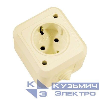 Розетка 1-м ОП 16А IP44 с заземл. п/герм. крем. Makel 18208