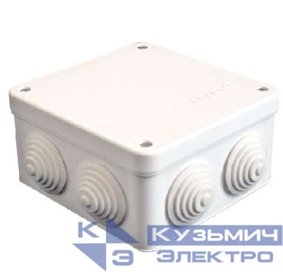 Коробка распределительная ОП 105х105х56мм IP54 7 выходов 4 гермоввода крышка на винтах бел. Epplast 110041