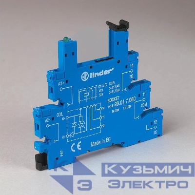 Розетка с винт. клеммами (с зажимной клетью) для реле 34 серии 240В AC в комплекте пластик. клипса опции: LED FINDER 93018240