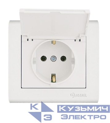 Розетка Manolya с заземл. и крышкой бел. Makel 41001029