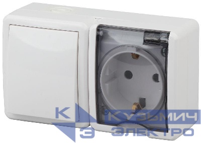 Блок ОП розетка+выключатель 11-7401-01 16АХ(10AX)-250В IP54 Эксперт бел. ЭРА Б0020733