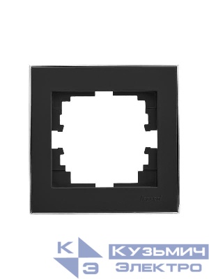 Рамка 1-м RAIN горизонт. черн. бархат + хром. LEZARD 703-4225-146