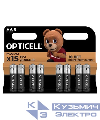Элемент питания алкалиновый AA/LR6 (блист. 8шт) Basic Opticell 5051008