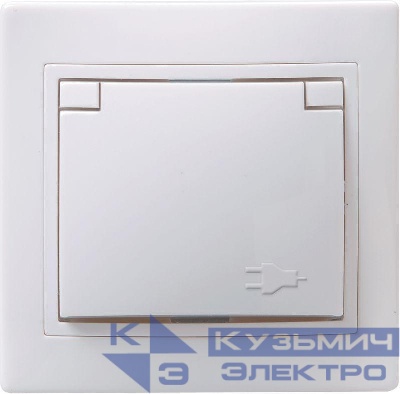 Розетка 1-м СП Кварта РСбш10-3-КБ 16А IP20 с заземл. защ. шторки с крышкой бел. GENERICA ERK12-K01-16-DM