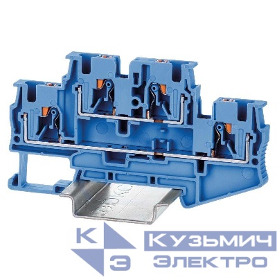 Клемма двухуровневая зажим push-in 4 точки подключения 4кв.мм син. DKC VPRTT-4-BU