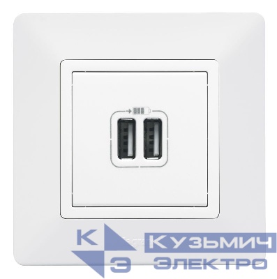 Розетка USB 2-м Valena Life 240В/5В 2400мА с лицев. панелью механизм бел. Leg 753412