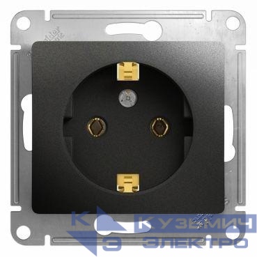 Розетка 1-м СП 1мод. Glossa 16А IP20 с заземл. механизм антрацит SE GSL000743