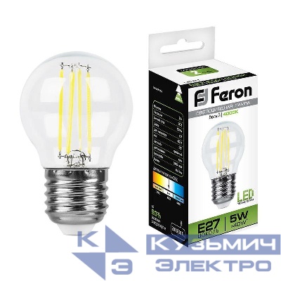 Лампа светодиодная LB-61 5Вт 4000К E27 230В FERON 25582