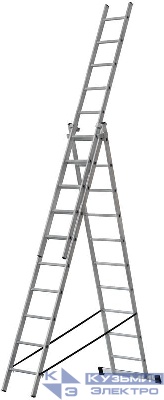 Лестница трехсекционная 3х10 H=285/481/674см 12.19кг алюм. FIT 65435