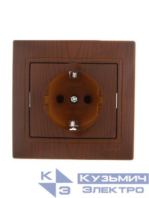 Розетка 1-м СП Mira 16А IP20 с заземл. керамика сосна LEZARD 701-0801-122