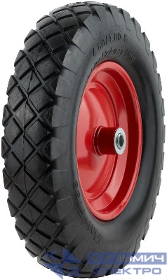 Колесо запасное 380х65мм для тачек 77611; 77612; 77627 (PU 4.00-8) посадка Ш=95мм d16мм полиуретан. 77635