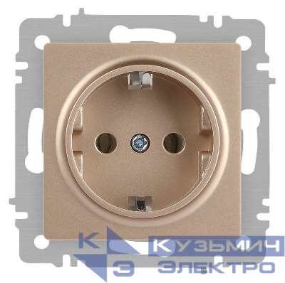 Розетка 1-м СП Accent 6-202-04 16А IP20 250В 2P+E Schuko шампань Intro Б0063690