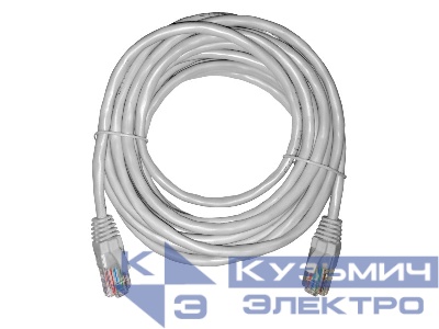 Патч-корд UTP4 cat 5е, 5,0м, BC, LSZH, серый, литой коннектор NETKO Optima