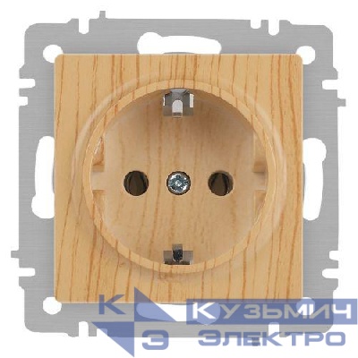 Розетка 1-м СП Accent 6-202-11 16А IP20 250В 2P+E Schuko сосна Intro Б0063706