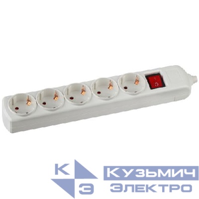 Колодка удлинителя 5-м с заземл. K-5es с выкл. Эра C0045326