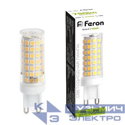 Лампа светодиодная LB-434 9Вт JCD 4000К G9 230В FERON 38147