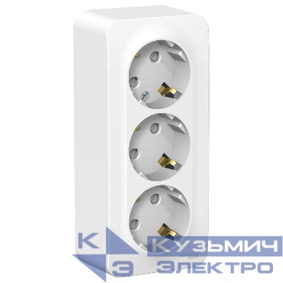 Розетка 3-м ОП Blanca 16А IP20 250В с заземл. защ. шторки с изолир. пластиной бел. SE BLNRA011311