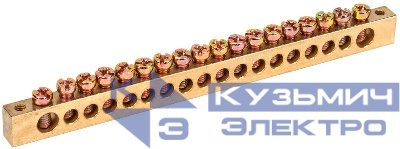 Шина PEN "земля-ноль" 8х12мм 18/2 (18групп/крепеж по краям) IEK YNN21-18-100