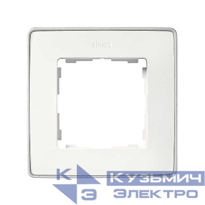 Рамка 1-м Simon82 Detail бел.; основание алюм. Simon 8201610-243