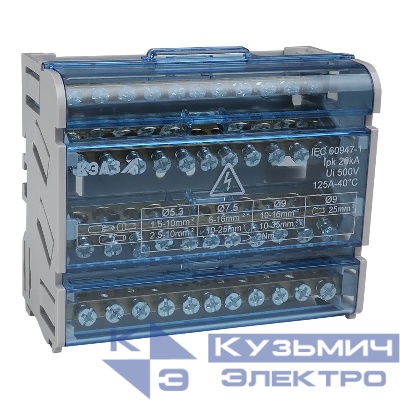 Шина "N" нулевая на DIN-рейку в корпусе 4х11 групп КЭАЗ 143229