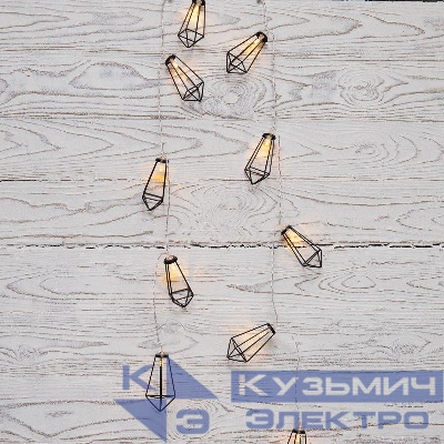 Гирлянда светодиодная "Кристаллы черные" 1.5м 10LED тепл. бел. 0.1Вт IP20 провод ПВХ прозр. элементы питания 2хAA (не в компл.) Neon-Night 304-017