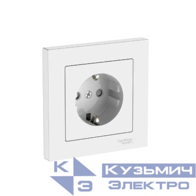 Розетка AtlasDesign 16А с заземл. защ. шторки быстрозажим. клем. в сборе бел. SE ATN000144S