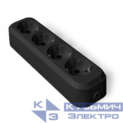 Колодка удлинителя 4-м с заземл. АБС-пластик черн. UNIVersal 1401