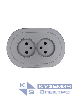 Розетка 2-м СП OSEN без заземл. ПБТ круглая механизм сер. матов. LEZARD 744-7400-128B