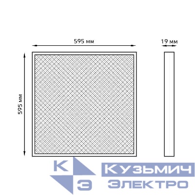 Светильник светодиодный Офис 48Вт 6500К IP20 4600лм 595х595х19мм ДВО офисный рассеив. призма GAUSS 842123345